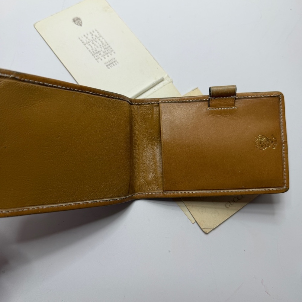 Gucci Small Signature Tan Leather Notepad Case w/ Minimal Paper & No Pen - Picture 11 of 16